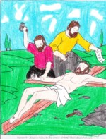 Jesus is nailed to the cross by Alex Scannell aged 9