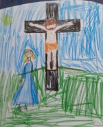 Jesus dies in the cross (Mary is very sad) By Olivia Hogarth age 5.
