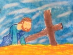 Jesus falls the second time - drawn by Lara-Rose O’Regan, Age 10